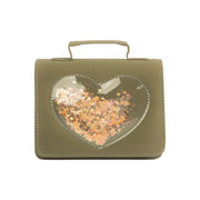 Zentil Olive Heart Sequin Handbag for Stylish Charm