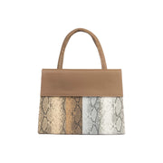Zentil Elegant Multi-Tone Shoulder Bag with Snakeskin Texture Finish