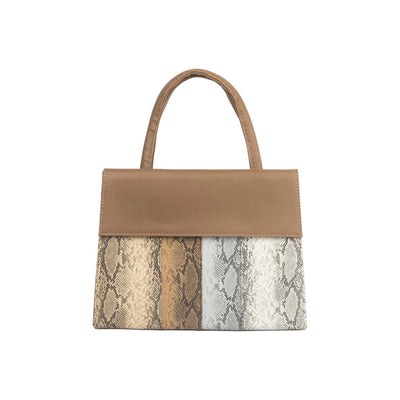 Zentil Elegant Multi-Tone Shoulder Bag with Snakeskin Texture Finish